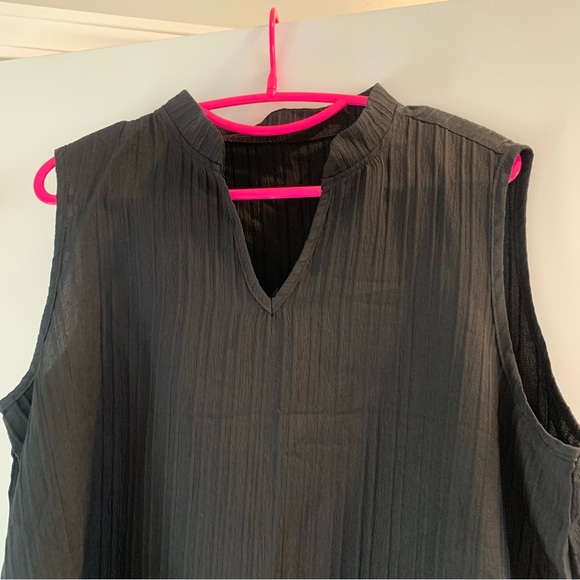 Black Notched Neck Ruffle Hem Smock Dress - Picture 6 of 12